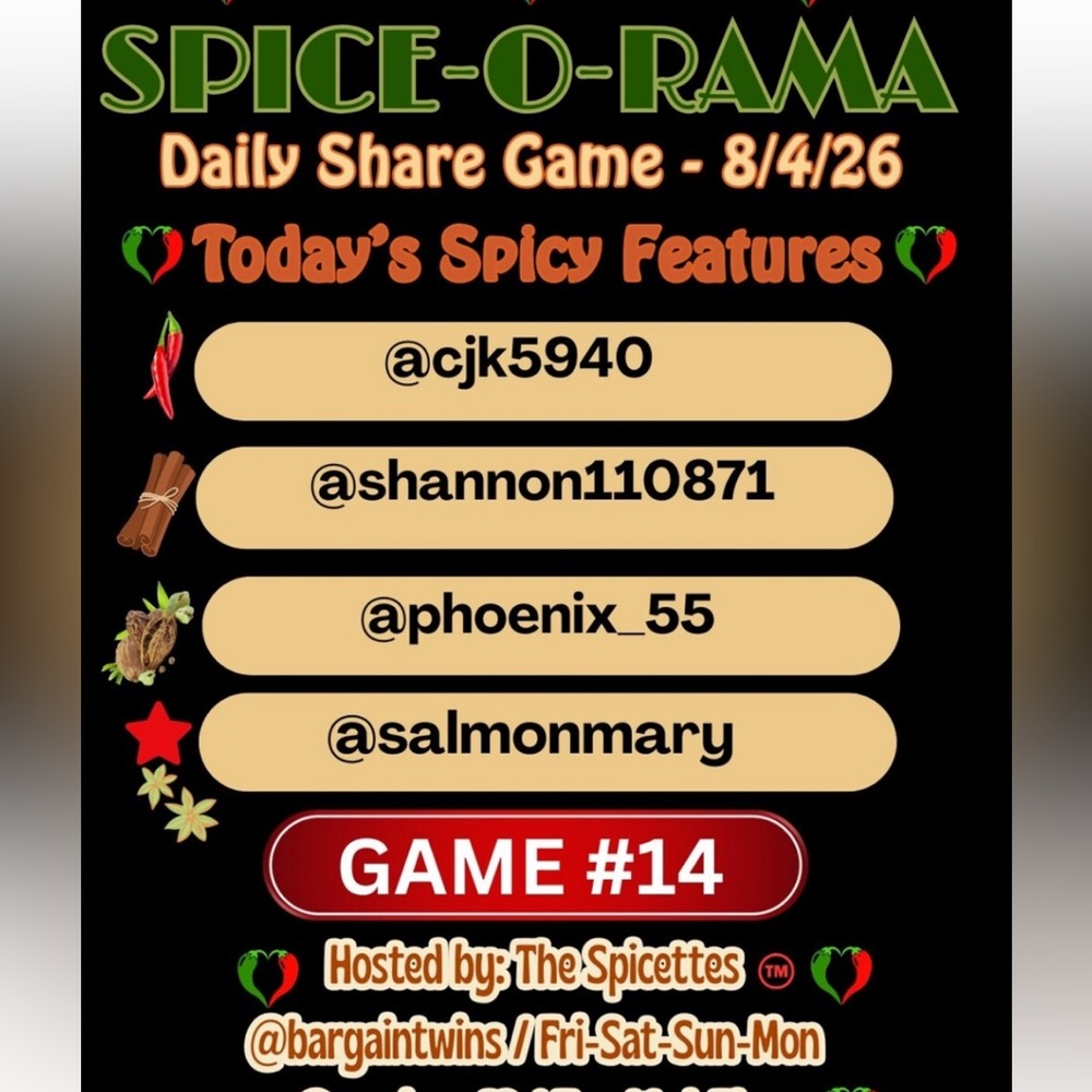 OUR CLOSET IS FEATURED FOR TODAY’S SPICY FEATURE SHARE GAME 🎉🎉